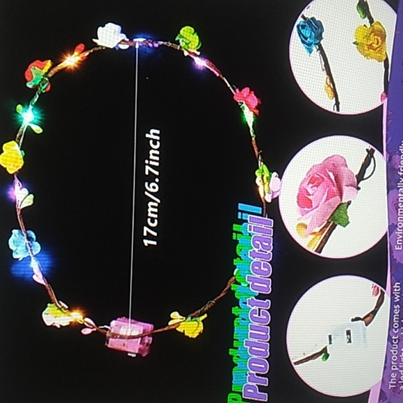 1 led Flower Headband, Light up Flower Crown Garland Headdress  Floral - Picture 1 of 8